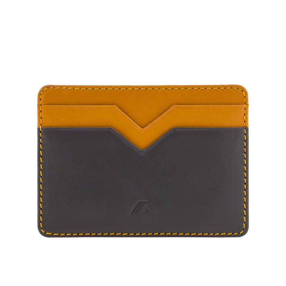 A-SLIM Minimalist Leather Wallet Yaiba - Grey/Yellow